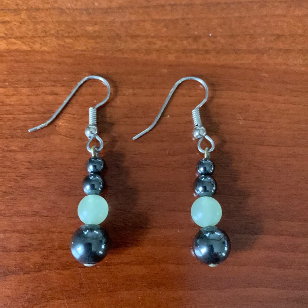 Beaded Hematite Drop Earrings